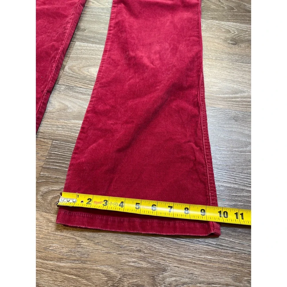 Y2K SO Wear It Declare It Red Corduroy Flare Leg Pants 2000s Low Rise Boho Sz 13